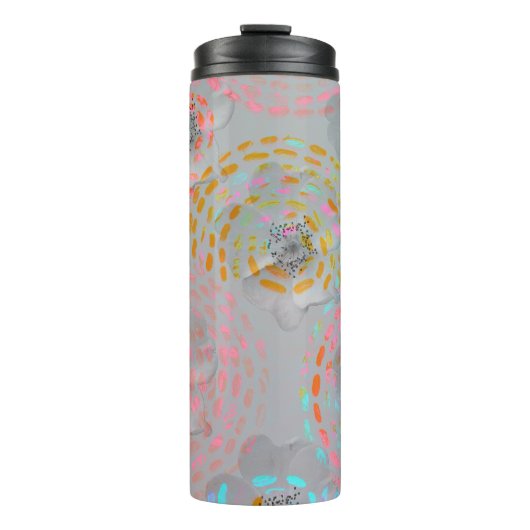 Bouteilles Isothermes Motif fleuri coloré avec lignes graphiques pointil (Devant)