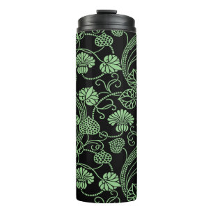 Bouteilles Isothermes Motif floral antique noir et vert