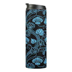 Bouteilles Isothermes Motif floral antique noir sur bleu
