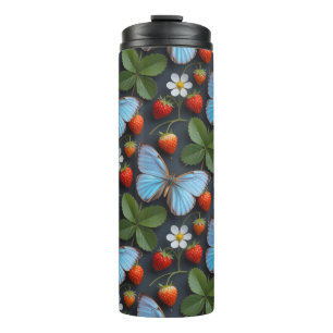 Bouteilles Isothermes Motif floral avec papillons Morpho bleus