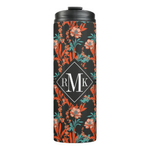 Bouteilles Isothermes Motif floral d'abrégé sur orange du monogramme