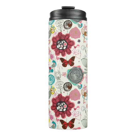 Bouteilles Isothermes Motif floral dans le rétro style 5 (Devant)
