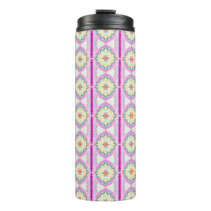 Bouteilles Isothermes Motif floral géométrique rose et or chic