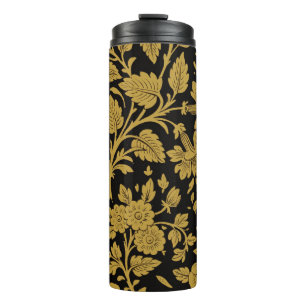 Bouteilles Isothermes Motif floral indien en laque noire et or antique