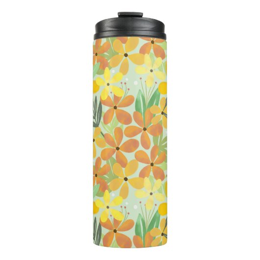 Bouteilles Isothermes Motif floral jaune et orange (Devant)