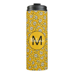 Bouteilles Isothermes Motif floral jaune vif personnalisé