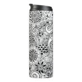 Bouteilles Isothermes Motif floral noir et blanc Monogramme (Tourné sur la droite)