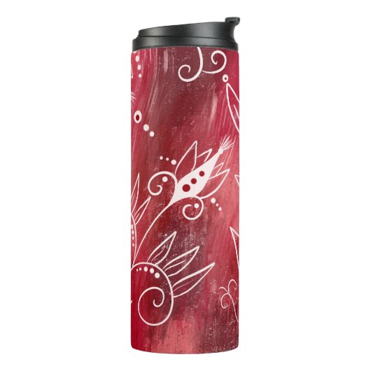 Bouteilles Isothermes Motif Floral Rouge Et Blanc (Tourné sur la gauche)