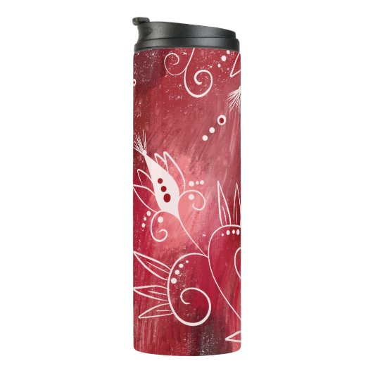 Bouteilles Isothermes Motif Floral Rouge Et Blanc (Tourné sur la droite)