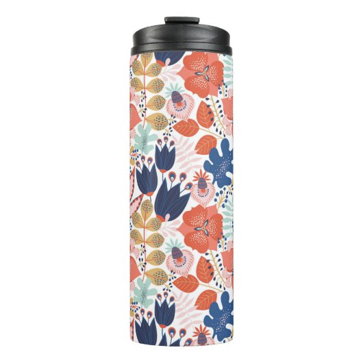 Bouteilles Isothermes Motif floral transparent sur blanc. backgro Abstra (Devant)