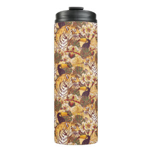 Bouteilles Isothermes Motif floral tropical avec le tigre