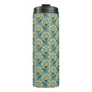 Bouteilles Isothermes Motif floral turquoise et jaune
