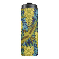 Motif floral vintage bleu marine et jaune