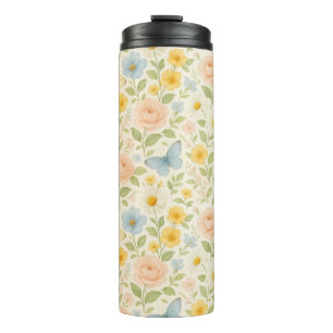 Bouteilles Isothermes Motif floral vintage coloré avec papillons