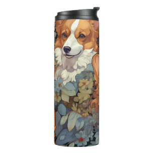 Bouteilles Isothermes Motif floral vintage Corgi Chien botanique mignon 