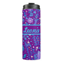 Motif floral violet, turquoise, rose