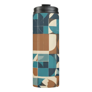 Bouteilles Isothermes Motif géométrique bleu foncé, sarcelle, marron et