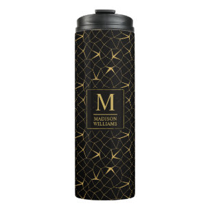 Bouteilles Isothermes Motif géométrique de luxe avec paillettes noires e
