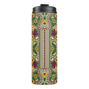Bouteilles Isothermes Motif géométrique Mughal Paisley sur fond vert