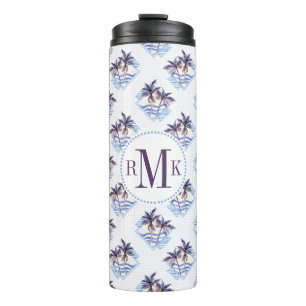 Bouteilles Isothermes Motif géométrique pourpre de palmier d'aquarelle