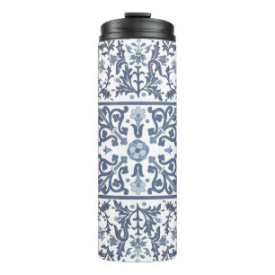 Bouteilles Isothermes Motif graphique floral fantaisie bleu
