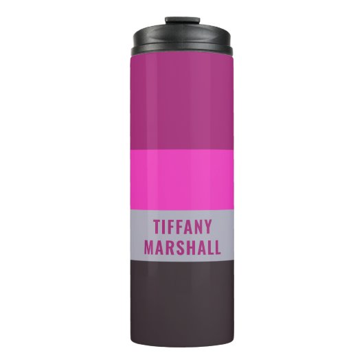 Bouteilles Isothermes Motif gris rose et gris foncé pourpre rayures (Devant)