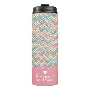 Bouteilles Isothermes Motif Herringbone moderne - Or bleu rose