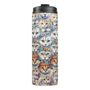 Bouteilles Isothermes Motif hexagonal de visages de chat