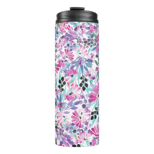 Bouteilles Isothermes Motif incomparable de fleurs et de baies violettes (Devant)