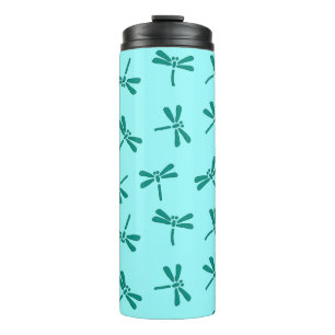 Bouteilles Isothermes Motif japonais de libellules, Turquoise et Aqua