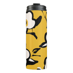 Bouteilles Isothermes Motif jaune Vintage floral avec main mince dr