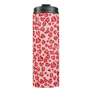 Bouteilles Isothermes Motif léopard des coeurs en rouge sur blush