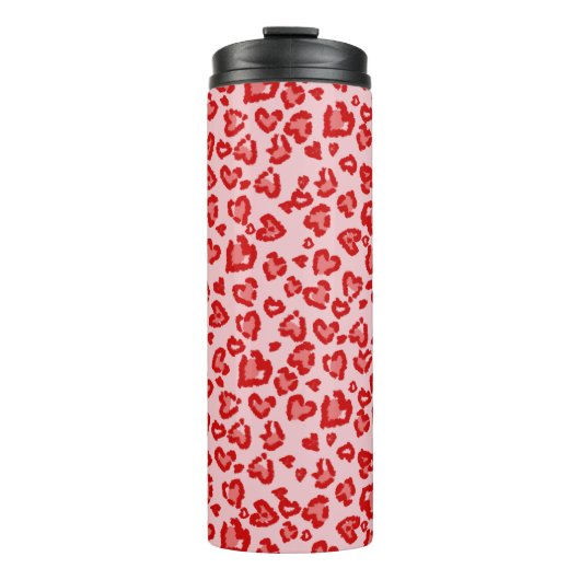 Bouteilles Isothermes Motif léopard des coeurs en rouge sur blush (Devant)