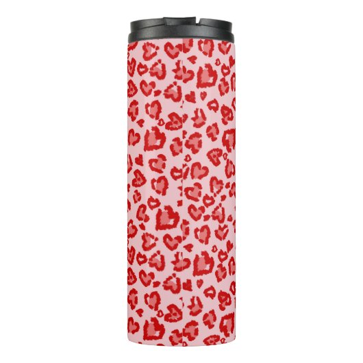 Bouteilles Isothermes Motif léopard des coeurs en rouge sur blush (Dos)