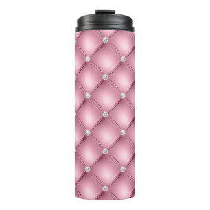 Bouteilles Isothermes Motif Luxueux Diamant Rose Clair Tufté