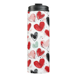 Bouteilles Isothermes motif mignon avec coeur peint aquarelle
