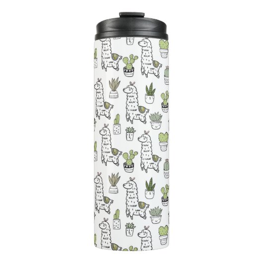 Bouteilles Isothermes Motif mignon d'alpaga et de cactus (Devant)