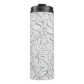 Bouteilles Isothermes Motif noir blanc Feuille Monstera