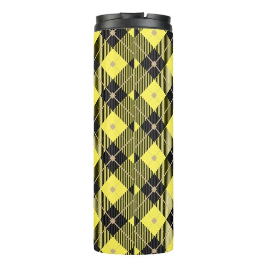 Bouteilles Isothermes Motif plaid tendance noir Jaune (Dos)