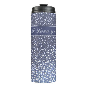 Bouteilles Isothermes Motif points blanc gris bleu