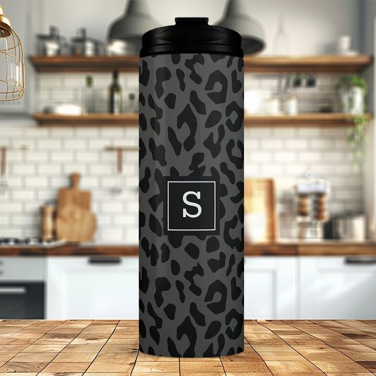 Bouteilles Isothermes Motif Poster de animal Léopard gris Monogramme