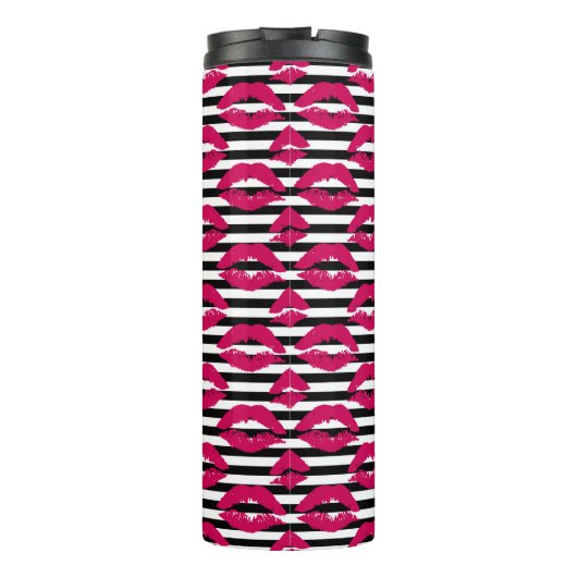 Bouteilles Isothermes Motif rayé du baiser B&W de rouge à lèvres (Dos)
