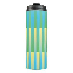 Bouteilles Isothermes Motif Rayures Bleu Vert Jaune