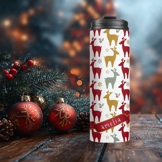 Bouteilles Isothermes Motif Red Christmas Reindeer#12 ID1009