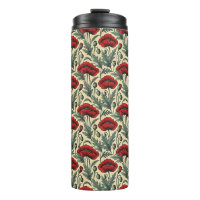 Motif Red Poppies d'inspiration vintage