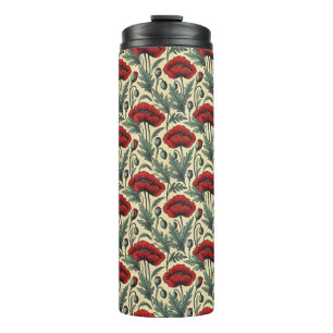 Bouteilles Isothermes Motif Red Poppies d'inspiration vintage