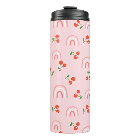 Bouteilles Isothermes Motif rose arc-en-ciel cerise (Devant)