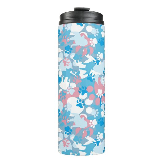 Bouteilles Isothermes Motif rose et bleu de chien de camouflage (Devant)