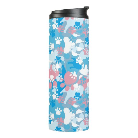 Bouteilles Isothermes Motif rose et bleu de chien de camouflage (Tourné sur la gauche)