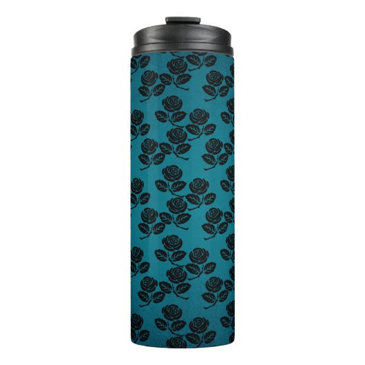 Bouteilles Isothermes Motif Rose noir et bleu (Devant)